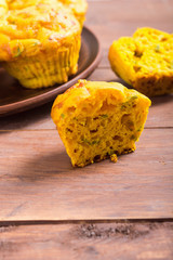 Homemade baked muffins with cheese