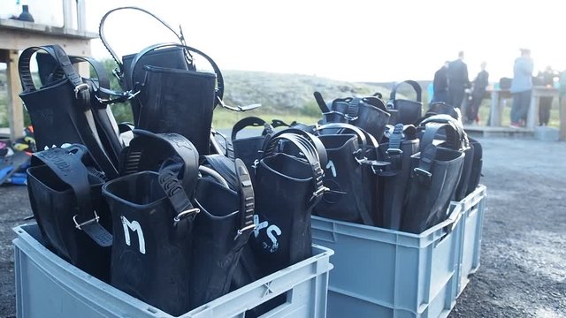 Rental scuba gear at dive site