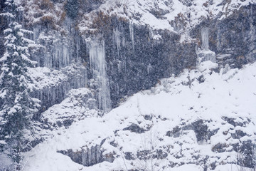 Fototapeta na wymiar Snowy landscape in Engelberg on Switzerland