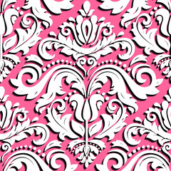 Seamless oriental ornament. White vector traditional oriental pattern with 3D elements, shadows and highlights