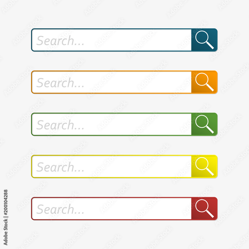 Poster search bar for internet browser set. web page design. vector illustration.