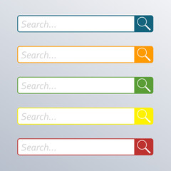 Search bar set in flat style. Web browser button template. Vector illustration.