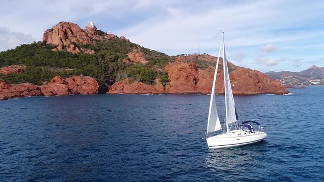 Aerial view of cap Esterel on French Riviera, between Cannes and Saint Raphael, HD movie (1920X1080)