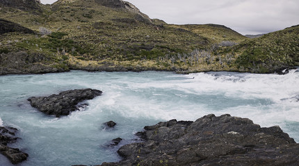 Paine River in the Magallanes Region of Chile