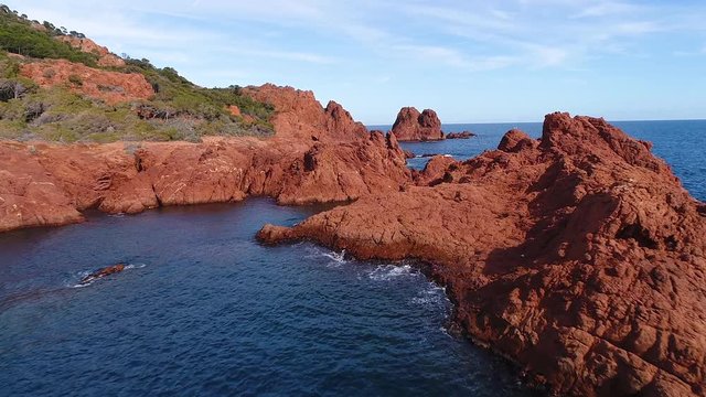 Aerial view of cap Esterel on French Riviera, between Cannes and Saint Raphael, HD movie (1920X1080)