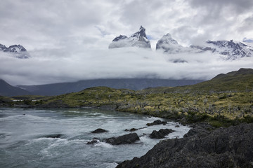 Cerro Paine Grande and Paine River, Patagonia