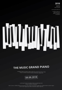 Music Grand Piano Poster Background Template Vector illustration