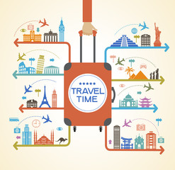 A set of elements for travel and vacations.