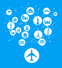 A set of elements for travel and vacations