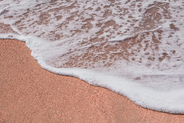 Soft Wave Foam on Sandy Beach on a Sunny Day