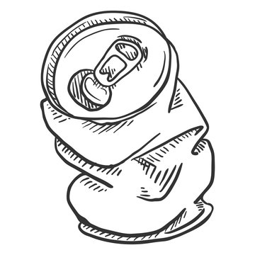 Vector Single Sketch Crumpled Beer Can Stock Vector Adobe Stock
