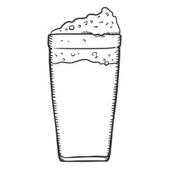 Vector Sketch Glass of Beer with Foam