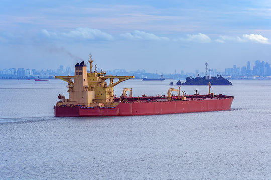 Crude oil tanker in Singapore strait