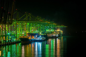 Night view of a container terminal.