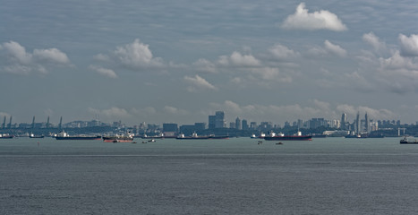 Naklejka premium World’s busiest shipping lane - Straits of Malacca and Singapore.