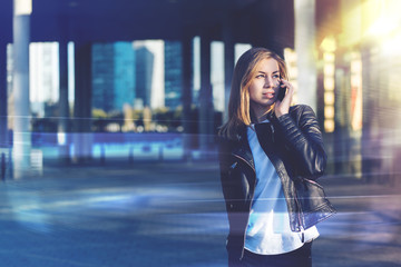 Girl posing on a street