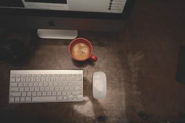 work desk with coffee