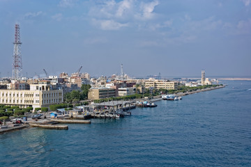 Fototapeta na wymiar Port Fuad Suez Canal waterfront, Egypt