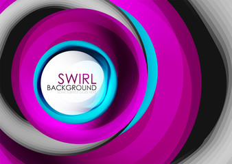 Spiral swirl flowing lines 3d vector abstract digital motion background design. Rotating concept