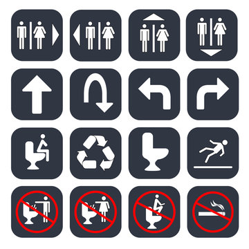 Toilet vector icons set restroom on white background.