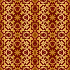 Gold and red background with seamless pattern, suitable as wrapping paper.Gold and red paper with seamless abstract pattern. Imitation of gold.