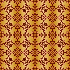 Gold and red background with seamless pattern, suitable as wrapping paper.Gold and red paper with seamless abstract pattern. Imitation of gold.