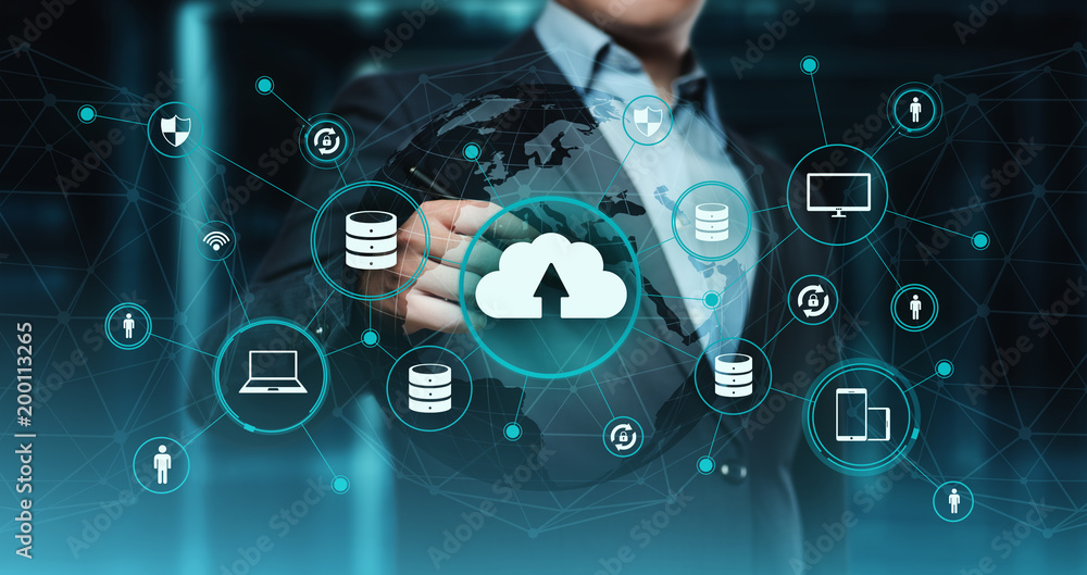 Sticker cloud computing technology internet storage network concept