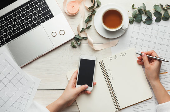 Bridal background with planner checklist