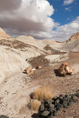Painted Desert at Petrified Forest National Park with cloudy skies in background
