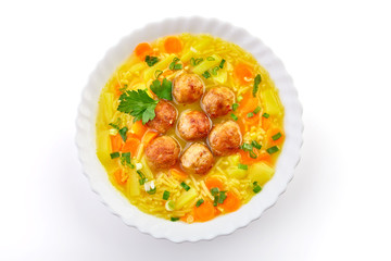 Meatballs in the potato soup.