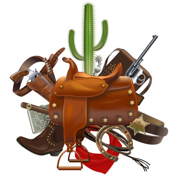 Vector Cowboy Concept with Saddle
