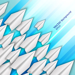 Abstract background with paper airplanes