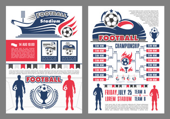 Football stadium and soccer match schedule poster