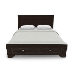 Double bed isolated over white. Front view. 3D illustration