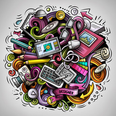 Obraz premium Cartoon vector doodles Art and Design illustration