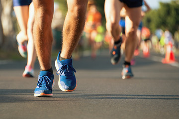 Fototapeta premium Marathon running in the light of evening