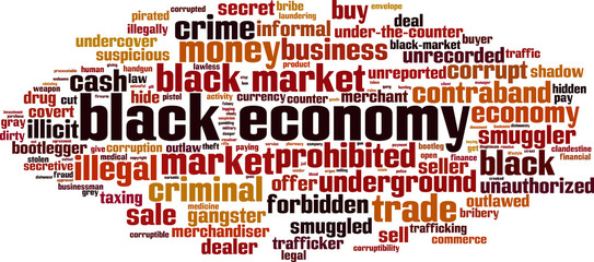 Black economy word cloud