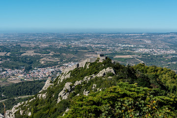 Fototapeta premium View over Castelo dos Mouros from Palacio de Pena in the outskirts of Sintra in Portugal