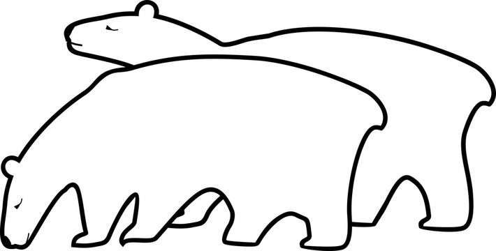 Stylized flat image of two polar bears