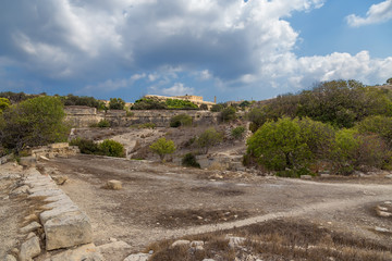 Fototapeta na wymiar Floriana, Malta. Ruins of fortifications