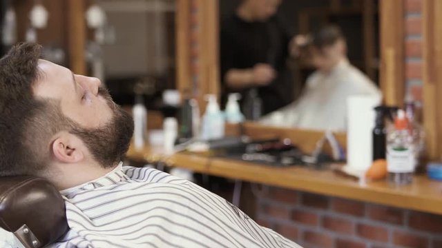 Adult man in barbershop