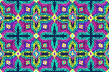 Tribal pattern. Ethnic print. Aztec. Abstract geometric fabric. Cloth design. Spiritual fashion. Embroidery. Boho homespun. Hand drawn seamless vector.