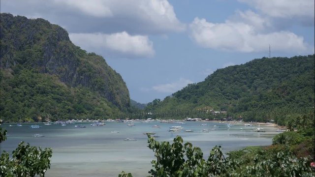 Mountain view of El Nido bay, Palawan, Philipinnes, Time lapse