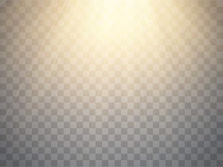 Warm rays of light isolated. Golden spotlight. Vector