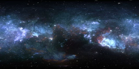 360-Grad-Weltraumnebel-Panorama, gleichwinklige Projektion, Umgebungskarte. Sphärisches HDRI-Panorama. Weltraumhintergrund mit Nebel und Sternen. © Peter Jurik