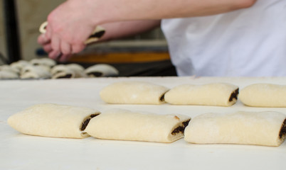 Working on sweet pastry.