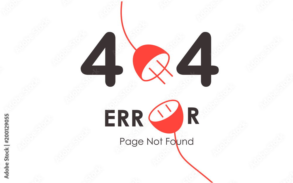 Fototapete 404 error page not found vector red plug graphic background