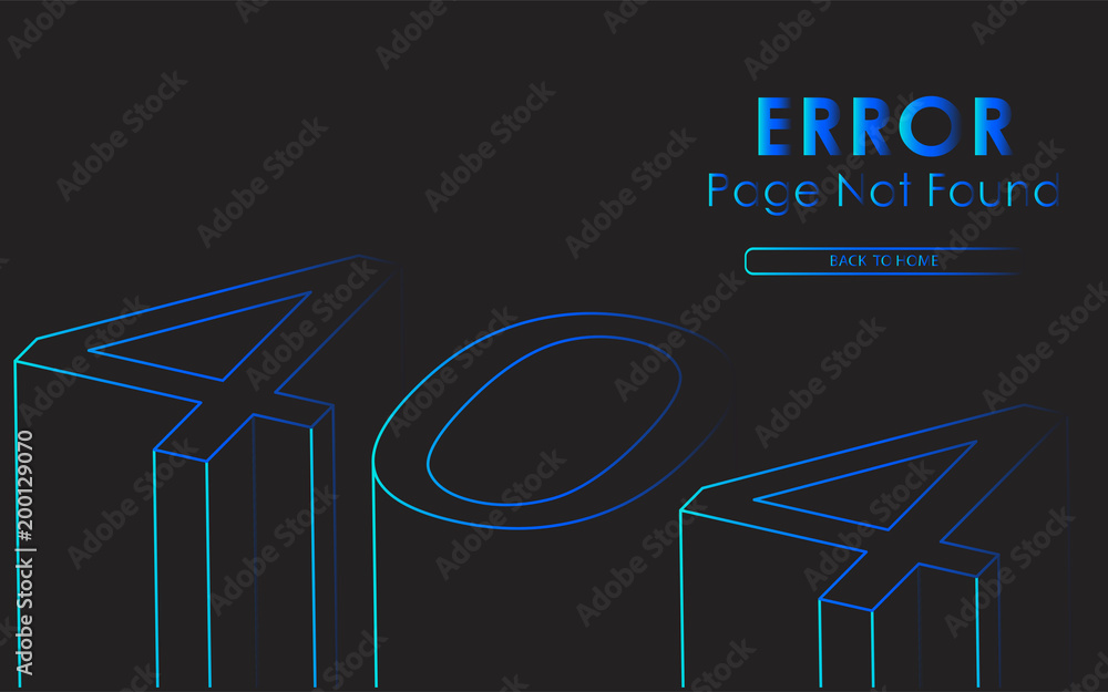 Poster 404 error page not found in line 3d style vector graphic