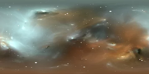 360-Grad-Weltraumnebel-Panorama, gleichwinklige Projektion, Umgebungskarte. Sphärisches HDRI-Panorama. Weltraumhintergrund mit Nebel und Sternen. © Peter Jurik