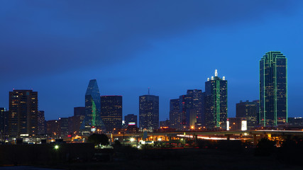 Fototapeta na wymiar The skyline of Dallas at night